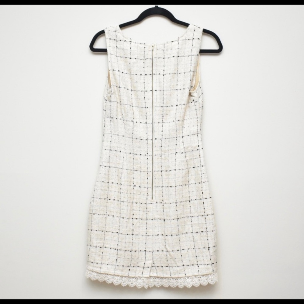 Blu Pepper cream windowpane print mini sheath Med - Picture 2 of 7